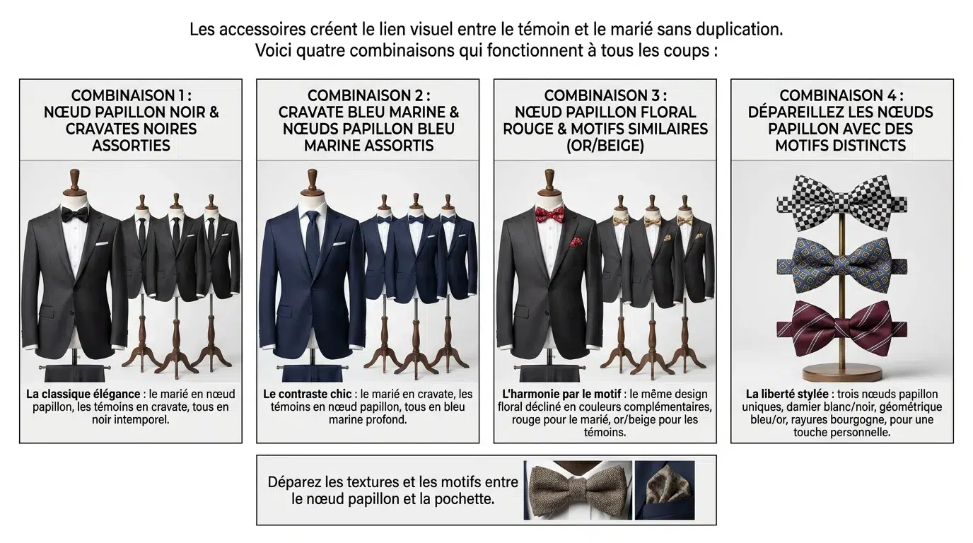 La cravate, le nœud papillon et la pochette comme leviers de coordination